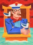 Sailor at Sea by Graham Knuttel, pastel on paper, sold May 2018
