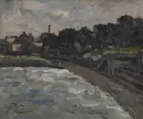 Peter Collis, Railway by the Sea, Monkstown, oil on board