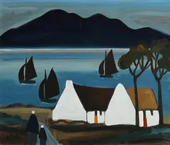 Markey Robinson, Sailing on Achill Sound, gouache on board