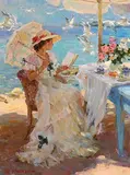 Yuri Krotov Russian, Young Lady Reading, oil on canvas