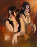 Yves Thos French, Rousses Coquines (2007) (Red Headed Minxes), oil on canvas