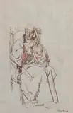 Sir William Russell Flint British, Ernest Thessigeras Voltaire in Eric Linklaters 'Crisis in Heaven', mixed media on paper