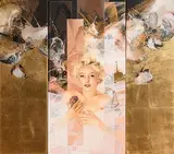 David Graux French, Eternal Snows, oil & gold leaf on canvas triptych