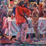 Early Evening Gange, Night Market by Arthur K. Maderson, oil on board, offered May 2018