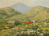 Ciaran Clear, Hillside Homes, Donegal, oil on board
