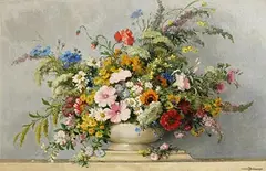 Maurice Décamps, Profusion of Summer Flowers, oil on canvas