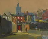 Near Christchurch, Dublin by Liam Treacy, oil on canvas board, sold May 2018