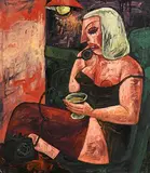 Eddie Mooney Hrha Irish, Red Hello Girl, 1993, oil on board