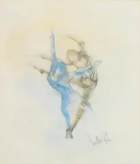 Jonathon Poole British, Dancing, mixed media on paper