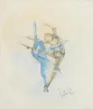 Jonathon Poole British, Dancing, mixed media on paper