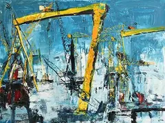 Una O'Grady, Belfast Docks, oil on canvas