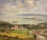Padraic Woods, Cottages, West of Ireland, oil on canvas