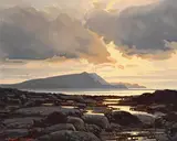 Fergal Nally, Last Light Over Craoghann, Achill, Co Mayo, 1995, oil on canvas