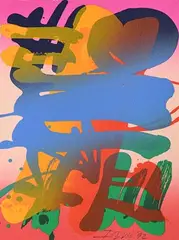 Albert Irvin British, Untitled, 1992, one off unique screen print on heavy wove paperstock