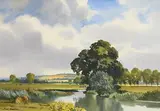 Barrow Valley - Summer by John Skelton Snr, 1987, watercolour, sold May 2018