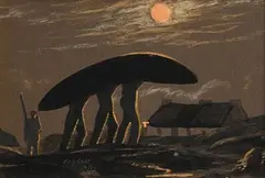 Ciaran Clear, Returning under the Moonlight, gouache on card