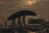 Ciaran Clear, Returning under the Moonlight, gouache on card