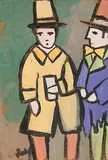 Politicians and Envelope by Markey Robinson, gouache on card, sold May 2018