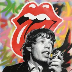 La Hart, Mick Jagger, 2017, stencil and aerosol spray paint on canvas