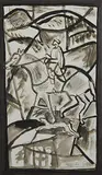 Study for Stained Glass Panel (Horseman and Hound) by Evie Hone, gouache on paper, sold May 2018