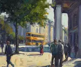 Norman Teeling, College Green, Dublin, oil on board