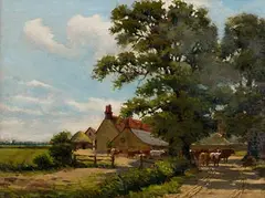 Dermod O'Brien, The Farmstead, oil on board