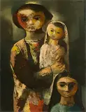 Daniel O'Neill, Woman and Two Children, oil on board