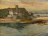 Harry Kernoff, Howth Harbour, Evening, oil on board