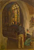 Aloysius C. O'Kelly, Breton Church Interior with Figures