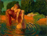 Roderic O'Conor, Figures in a Pool, 1898-1900, oil on board