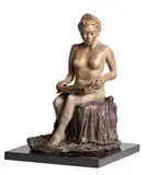 Paddy Campbell, Ashley Reading a Book, bronze on granite base - number 1 from an edition of 11