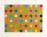 Damien Hirst British, Untitled Gold Gift Spot, 2008, screenprint in colours with gold glitter on wove paper - number 39 from an edition of 100