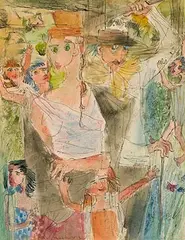 Louis le Brocquy, Tinker Children in Spring, 1946, watercolour and ink on paper