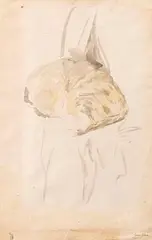 Gwen John Welsh, Sleeping Tabby (1905-8), watercolour and pencil on paper