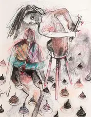 Did I Really Kill All Seven of Them? by Alice Maher, 1990, mixed media on paper, offered Apr 2018