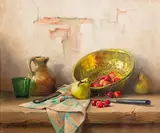 Robert Chailloux French, Still Life - Fruit and Vessels on Tabletop
