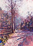 Approaching Gange by Arthur K. Maderson, oil, acrylic and oil pastel on board, sold Apr 2018