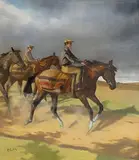 Peter Curling, Exercising on a Cloudy Morning, oil on canvas