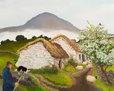James MacIntyre, Misty Morning Slemish, oil on board