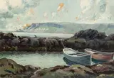 Antrim Coast, Moored Boats by Charles McAuley, oil on board, offered Apr 2018