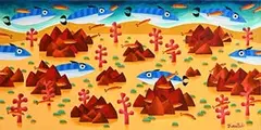 Graham Knuttel, Red Rocks and Coral, oil on canvas