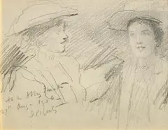 John Butler Yeats, At the Abbey Theatre, 1906, pencil drawing