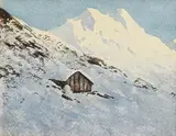 Alpine Scene by Percy French, watercolour, sold Mar 2018