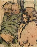 William Conor, Within the Lamps of Belfast, 1908, wax crayon & ink
