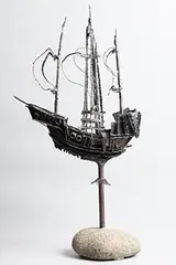 Famine Ship by John Behan, unique steel on stone base, sold Mar 2018