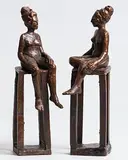 Fran Lambkin, Conversation, pair of unique bronze