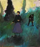 Tom Carr, The Gardeners, oil on board
