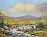 Connemara Trout Stream by Norman J. McCaig, oil on board, sold Mar 2018