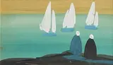 Markey Robinson, Watching the Boats, gouache on board