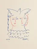 Pablo Picasso Spanish, Two Females and Dove, limited edition lithograph signed & numbered 545 from an edition of 1000 published by S.P.A.D.E.M